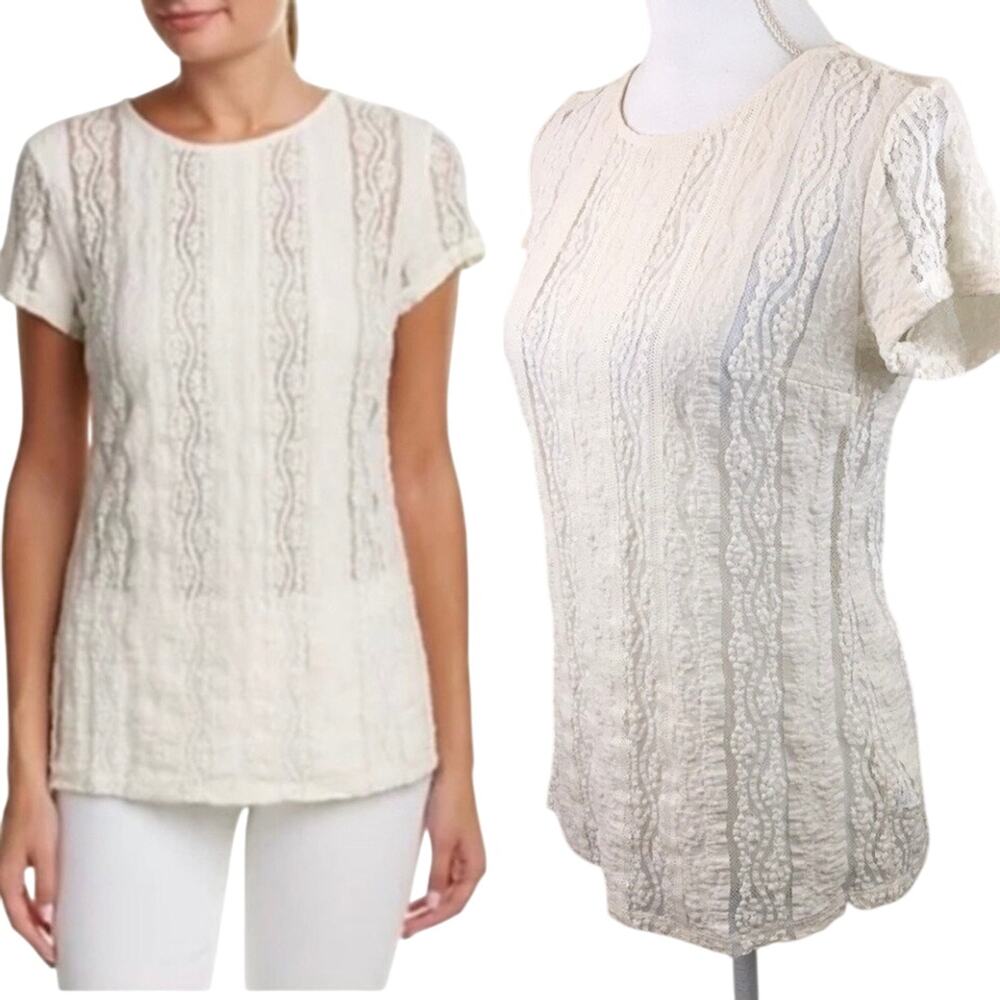 Cabi Sheer Lace Tee Size XS NWT